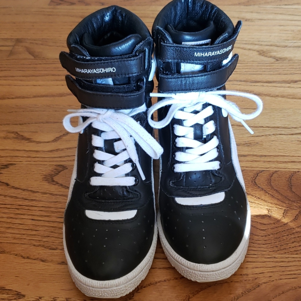 Puma Black and White High-Top Wedge Sneakers - Picture 2 of 7